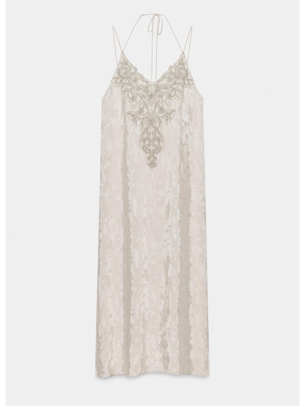 ZW Collection Embroidered Jacquard Pearl Gray Dress - Picture 7 of 10